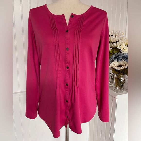 BOGO L.L Bean Pink Button Up Shirt Roll-Tab Sleeve - Picture 3 of 5